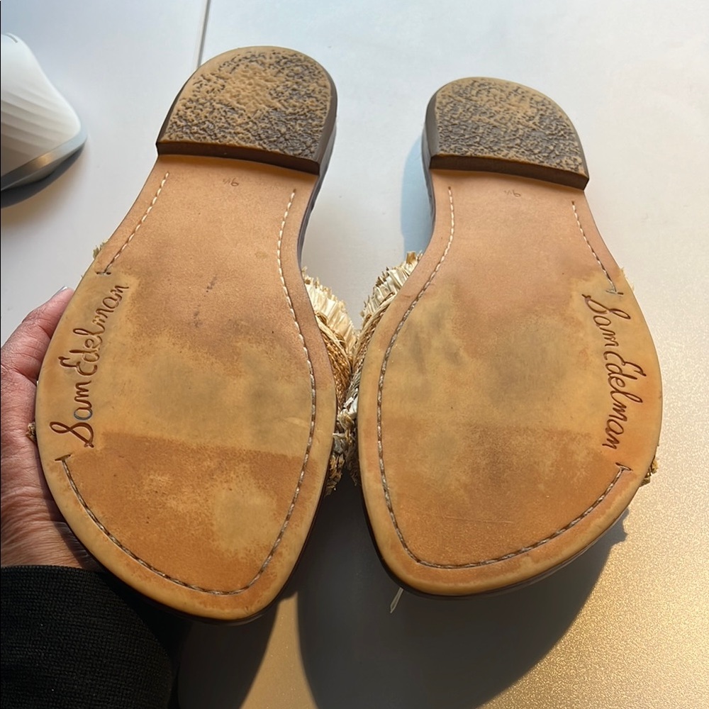 Sam Edelman Tan and Brown Raffia Women Sandals - Picture 2 of 3